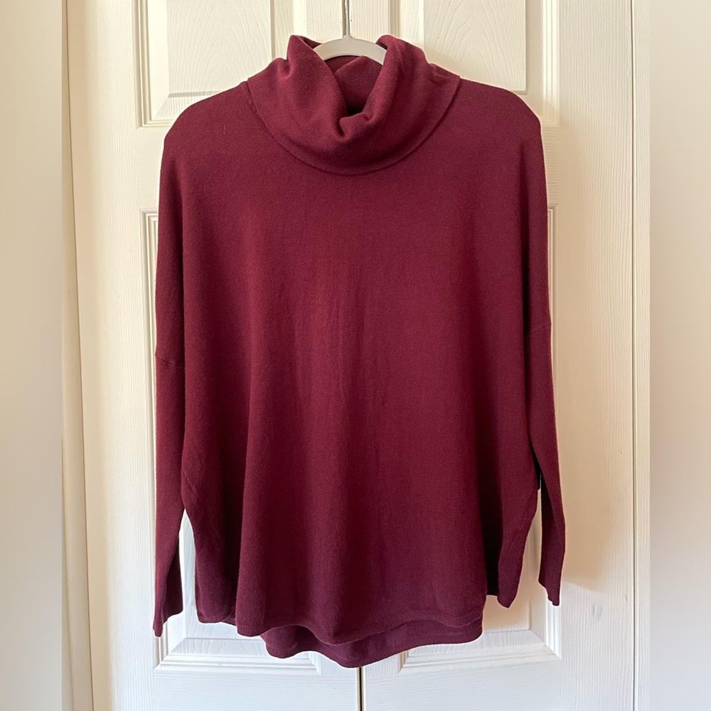 Cyrus Anthropologie Cowl Neck Sweater Burgundy Dolman Sleeve Oversized Size M - Picture 7 of 14